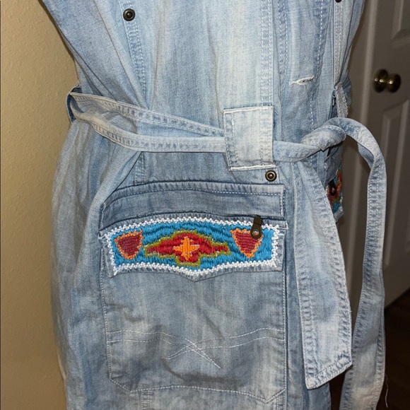 Double D Ranch Blue Denim Vest or Mini Dress with beading and Embroidery - Picture 5 of 10